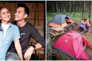 10 Momen Darius Sinathrya camping keluarga, dikelilingi pohon pinus