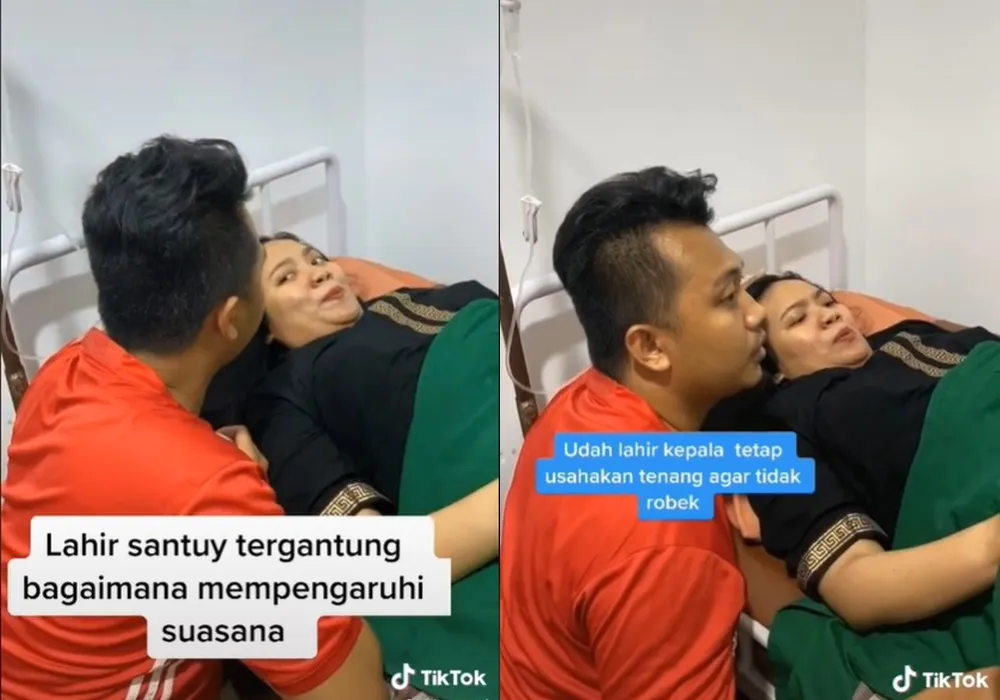 Viral perempuan melahirkan santai © Instagram & TikTok Viral perempuan melahirkan santai © Instagram & TikTok