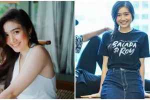 7 Gaya Febby Rastanty dengan style rambut keriting ala 80-an