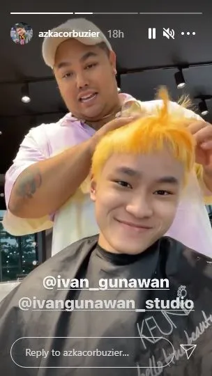 Azka Corbuzier di-make over Ivan Gunawan © Instagram Azka Corbuzier di-make over Ivan Gunawan © Instagram