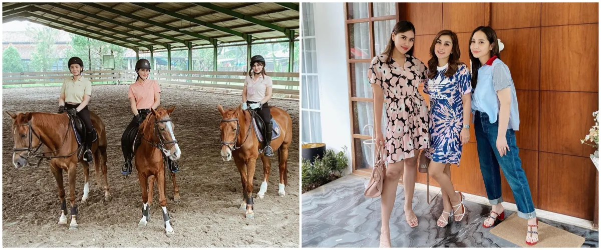 10 Momen seru Nagita Slavina dan ipar berkuda di tempat Nabila Syakieb