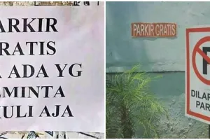 10 Tulisan lucu parkir gratis ini bikin pengemudi mikir keras