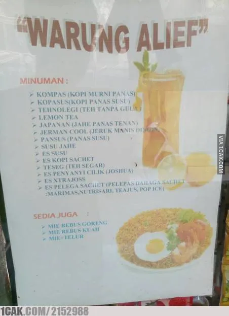 daftar menu warung makan © berbagai sumber daftar menu warung makan © berbagai sumber
