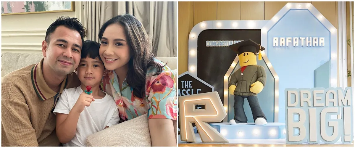 Dekorasi pesta 5 anak seleb saat lulus TK, Rafathar bertema Roblox