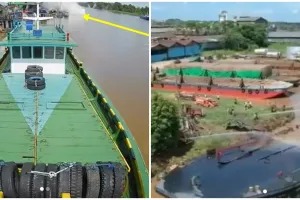 Kapal tongkang meledak di sungai Arut, satu pekerja tewas