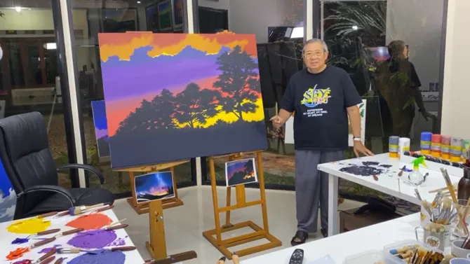 Lukisan SBY kado ulang tahun almarhum Ani Yudhoyono © Instagram/@agusyudhoyono Lukisan SBY kado ulang tahun almarhum Ani Yudhoyono © Instagram/@agusyudhoyono