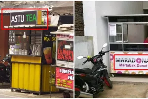 10 Pelesetan nama orang di spanduk warung ini bikin cekikikan