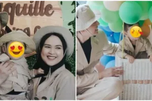 9 Momen Cut Meyriska & Roger rayakan ultah anak, tema kebun binatang