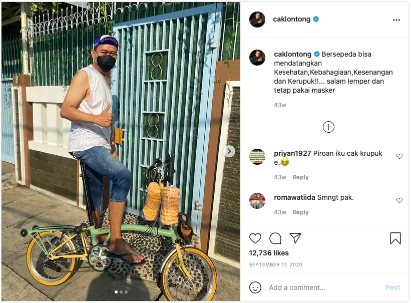 Caption lucu Cak Lontong di IG © Instagram Caption lucu Cak Lontong di IG © Instagram