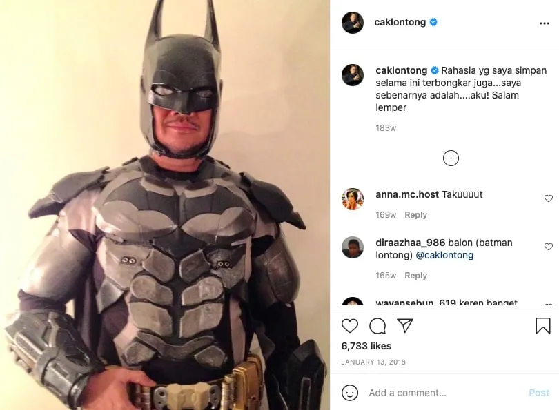 Caption lucu Cak Lontong di IG © Instagram Caption lucu Cak Lontong di IG © Instagram