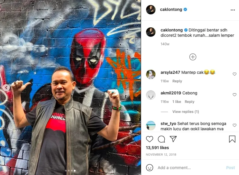 Caption lucu Cak Lontong di IG © Instagram Caption lucu Cak Lontong di IG © Instagram