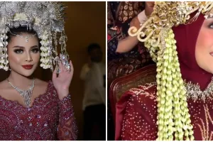 7 Potret beda kebaya Lesty Kejora dan Aurel Hermansyah, warnanya mirip