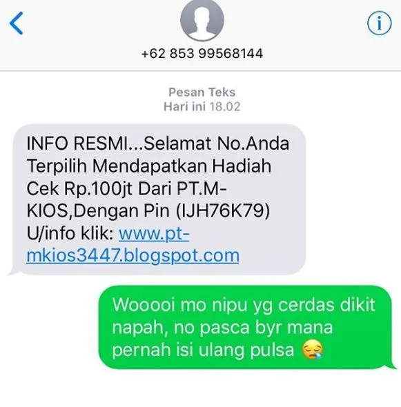 27 Balasan SMS penipuan ini kocak berbagai sumber 27 Balasan SMS penipuan ini kocak berbagai sumber