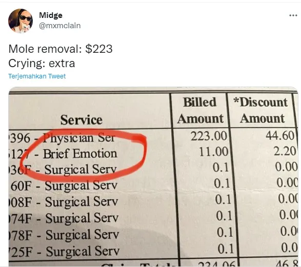 Tagihan untuk menangis saat operasi © Istimewa