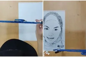  Seniman lukis 2 sosok legenda Malaysia pakai hanger, hasilnya memukau