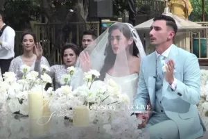 9 Detail gaun nikah Jessica Iskandar, veil-nya bertuliskan janji suci