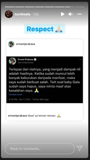 Klarifikasi Ernest Prakasa usai buat cuitan soal Gala Instagram Klarifikasi Ernest Prakasa usai buat cuitan soal Gala Instagram