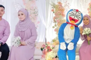 Bikin heboh tamu, pria ini pakai kostum Doraemon saat acara lamaran