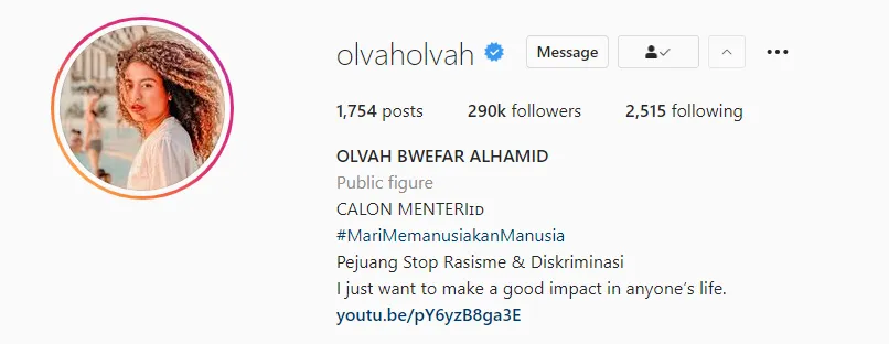 Olvah Alhamid akhirnya minta maaf usai dituding rasis Instagram