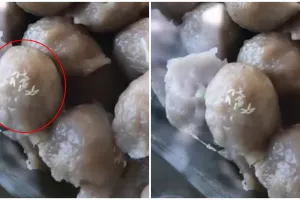 Jajan bakso tepi jalan, wanita ini syok ada yang nempel di makanannya