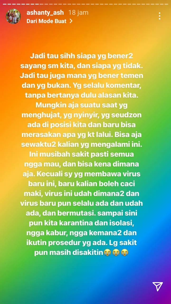 dihujat positif covid, ini curahan hati ashanty © instagram dihujat positif covid, ini curahan hati ashanty © instagram