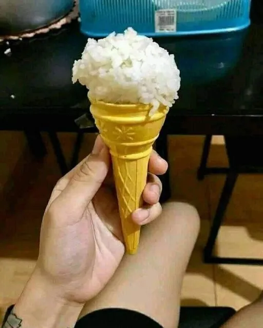 potret lucu yang penting makan nasi © berbagai sumber