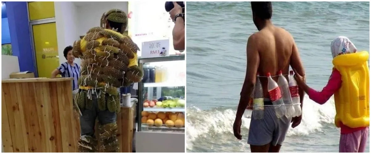 9 Momen orang lindungi diri pakai benda seadanya, kreatif tapi lucu