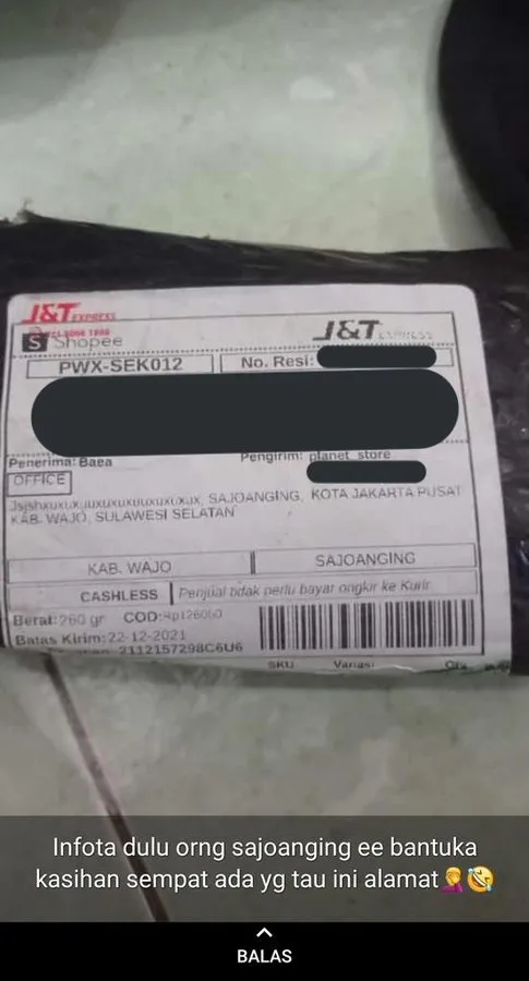 Alamat bikir kurir pusing © Twitter