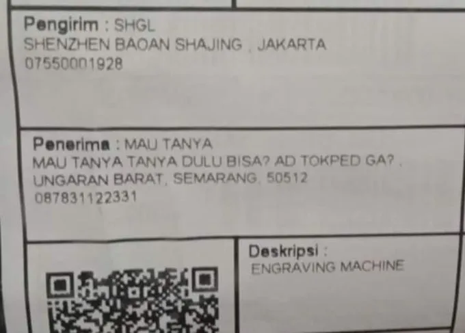 Alamat bikir kurir pusing © Twitter