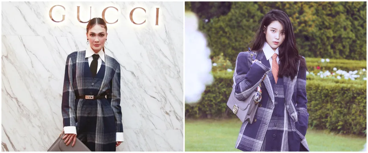 7 Momen Luna Maya kembaran baju dengan seleb Korea, tampil berkelas