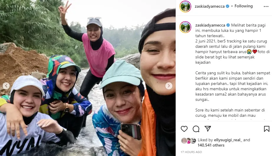 cerita Zaskia Adya Mecca pernah terseret arus sungai © Instagram