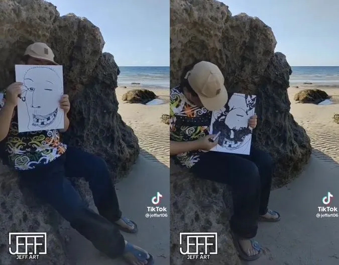melukis jimin terbalik © TikTok