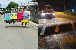 15 Potret nyeleneh penampakan di tengah jalan ini bikin geleng kepala