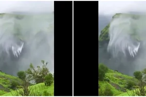 Uniknya fenomena aliran air terjun bukannya turun malah naik