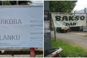 11 Potret nyeleneh spanduk hilang satu kata, artinya auto beda