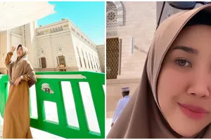 11 Potret Kiky Saputri ibadah umrah, tampilannya mirip Oki Setiana