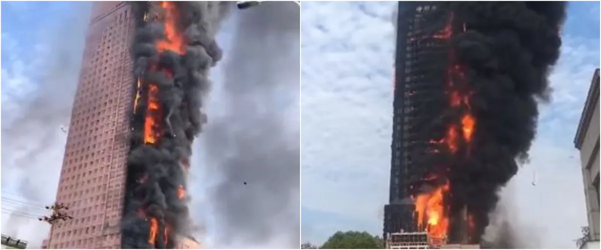 Detik-detik gedung 42 lantai terbakar, 36 truk pemadam dikerahkan