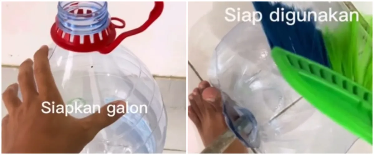 Pria ini ubah galon air menjadi serokan sampah, ini 9 tutorialnya