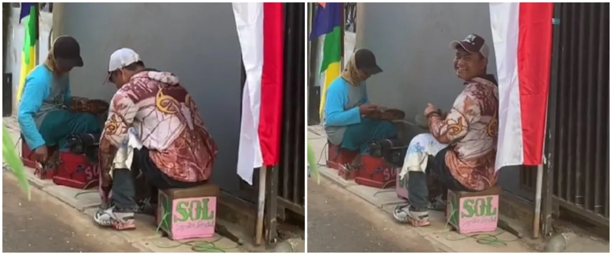 Solidaritas sesama tukang sol sepatu berbagi pekerjaan, bikin terenyuh