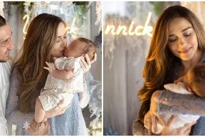 9 Momen akikah anak ketiga Yasmine Wildblood, didominasi warna biru