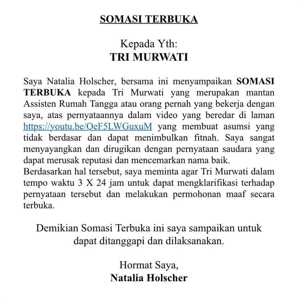 Nathalie Holscher beri somasi kepada mantan ART © berbagai sumber Nathalie Holscher beri somasi kepada mantan ART © berbagai sumber