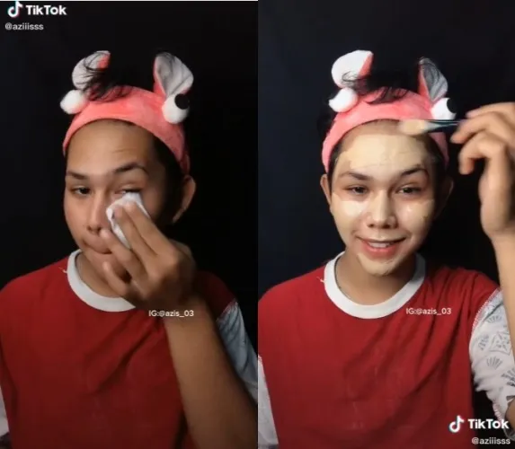 Transformasi cowok dimakeup bikin melongo © TikTok Transformasi cowok dimakeup bikin melongo © TikTok