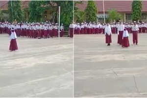 Bocah kelas 1 SD pimpin upacara, tuai pujian karena keberaniannya