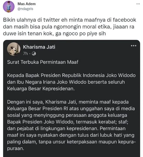 klarifikasi penghina iriana © berbagai sumber klarifikasi penghina iriana © berbagai sumber