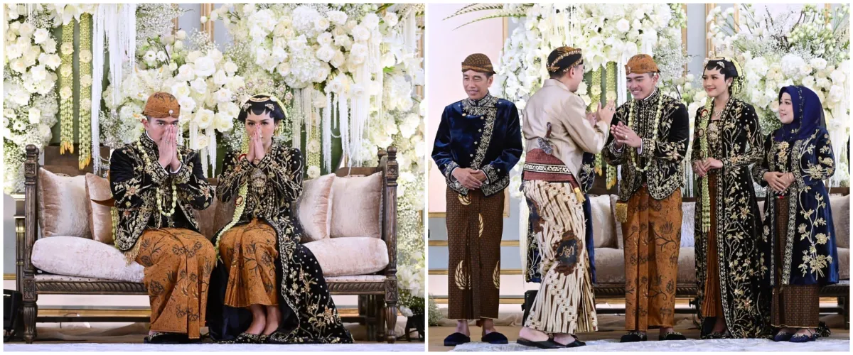 Momen lucu Kaesang lelah salami tamu undangan, lepas sandal sampai benerin celana di pelaminan