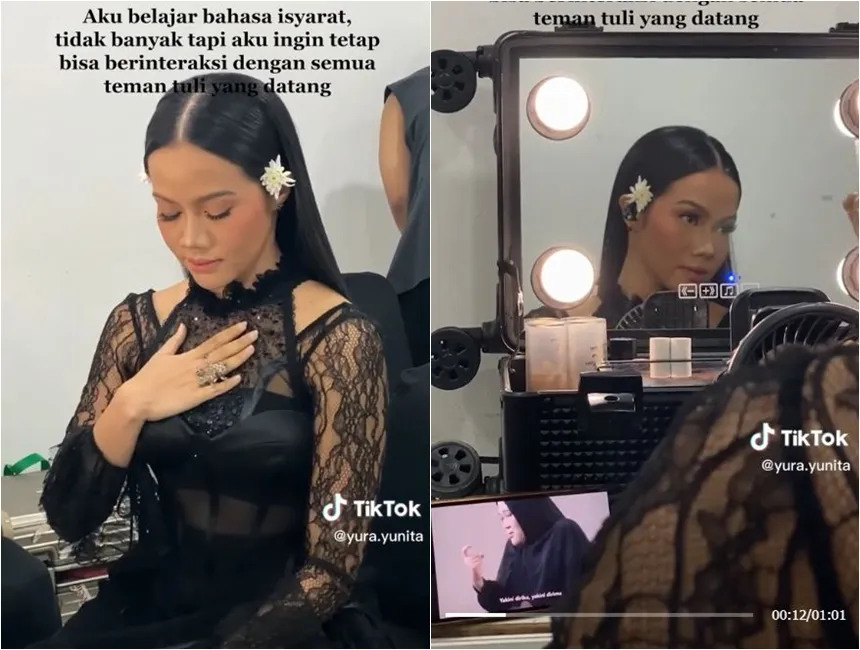 Yura Yunita belajar pakai bahasa isyaratYura Yunita belajar pakai bahasa isyarat © 2022 TikTok Yura Yunita belajar pakai bahasa isyaratYura Yunita belajar pakai bahasa isyarat © 2022 TikTok