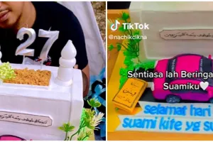 Rayakan ulang tahun suami, wanita ini berikan kue ulang tahun bentuk kuburan