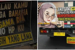 Sadboy garis keras, 11 tulisan lucu di bak truk ini bikin senyum getir