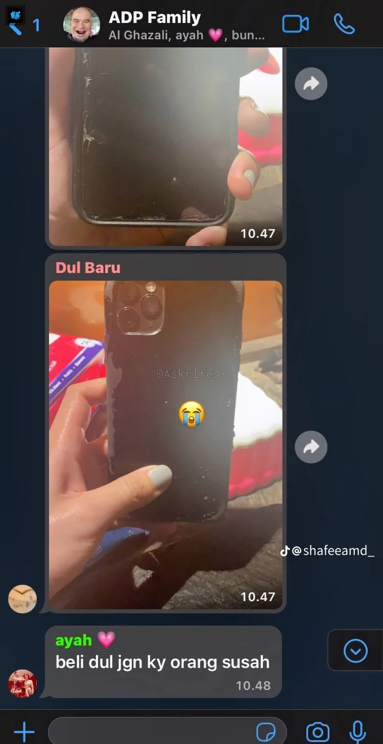 safeea unggah chat grup wa keluarga © TikTok