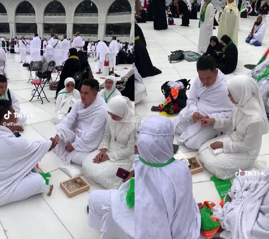 menikah di depan ka'bah © TikTok/@alfiyudin menikah di depan ka'bah © TikTok/@alfiyudin